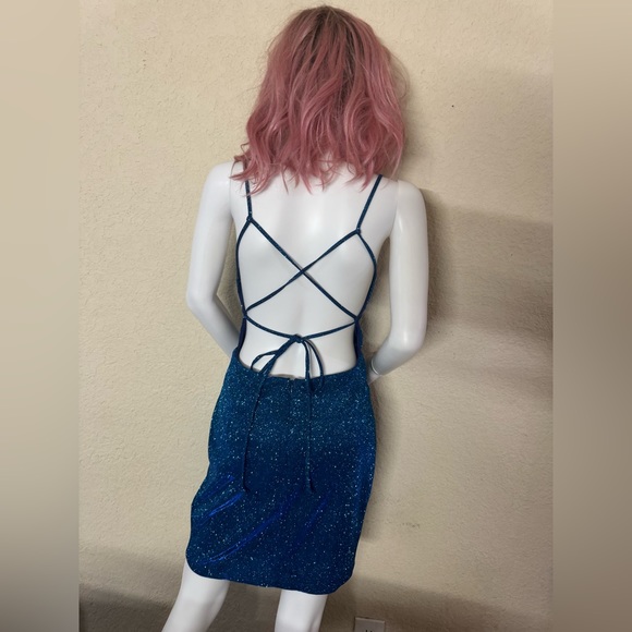 ✨5/$15 Sparkly Blue Sequin ❤️ Hearts Party Dress size 9 - Picture 3 of 6